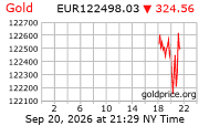 Cena 24 karátového zlata v EUR